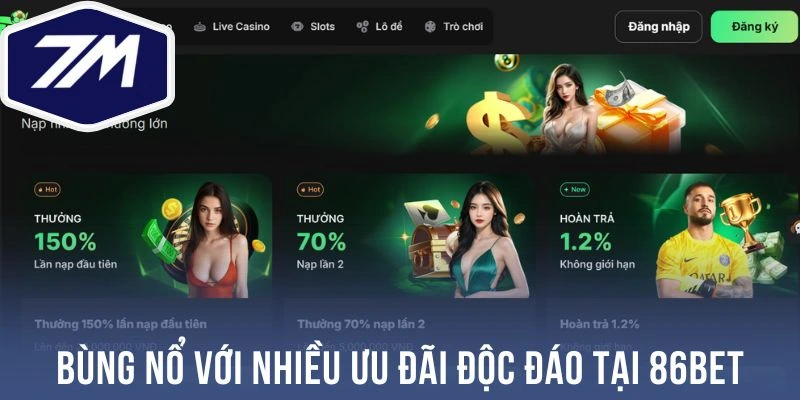 Bùng nổ với nhiều ưu đãi độc đáo tại 86Bet