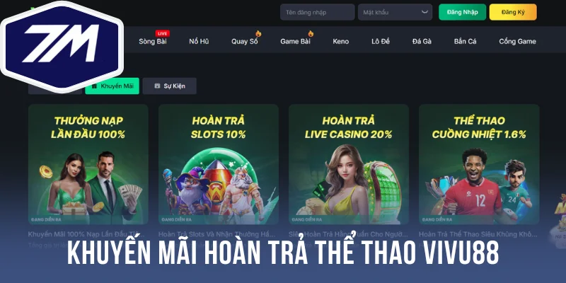 Khuyến mãi hoàn trả thể thao Vivu88 lên tới 1.6%