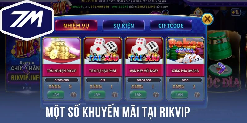 Một số khuyến mãi tại Rikvip